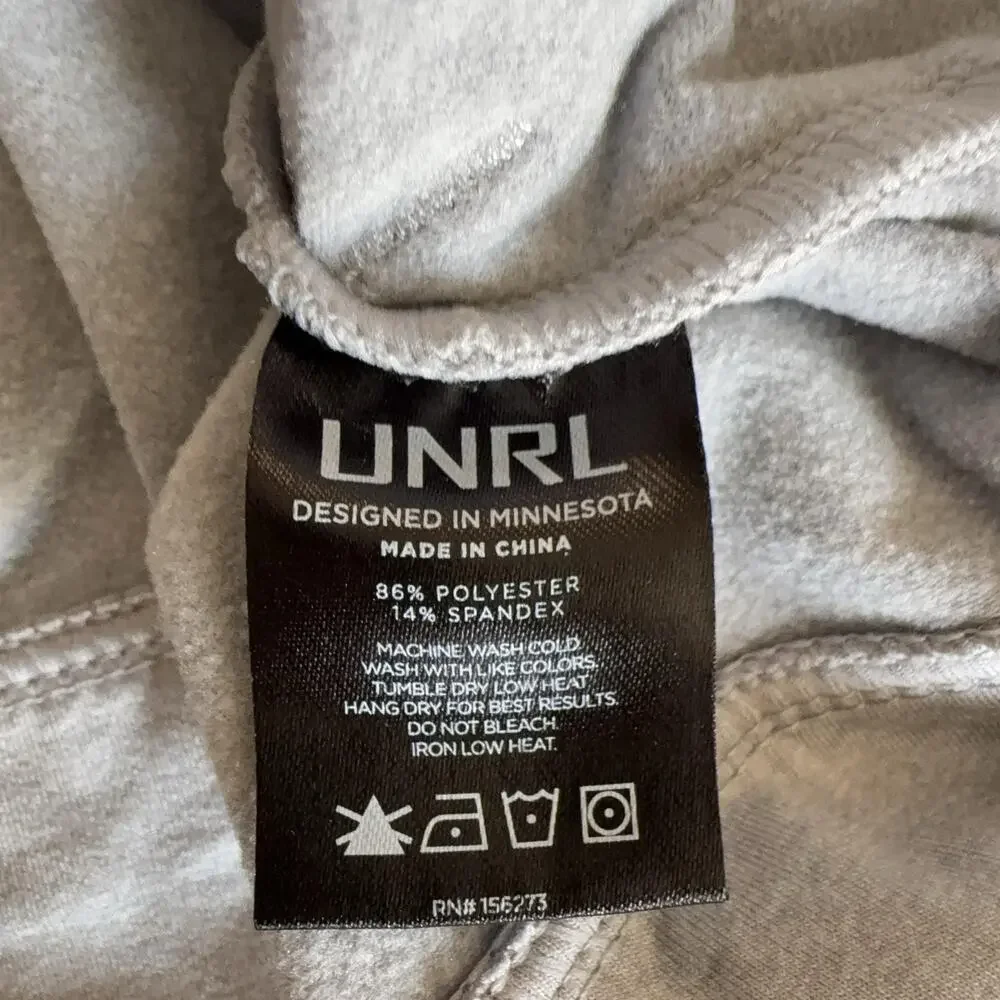 UNRL Hoodie Mens Large Gray High Neck Pullover Fleece Kangaroo Pocket Stretch - Picture 10 of 14